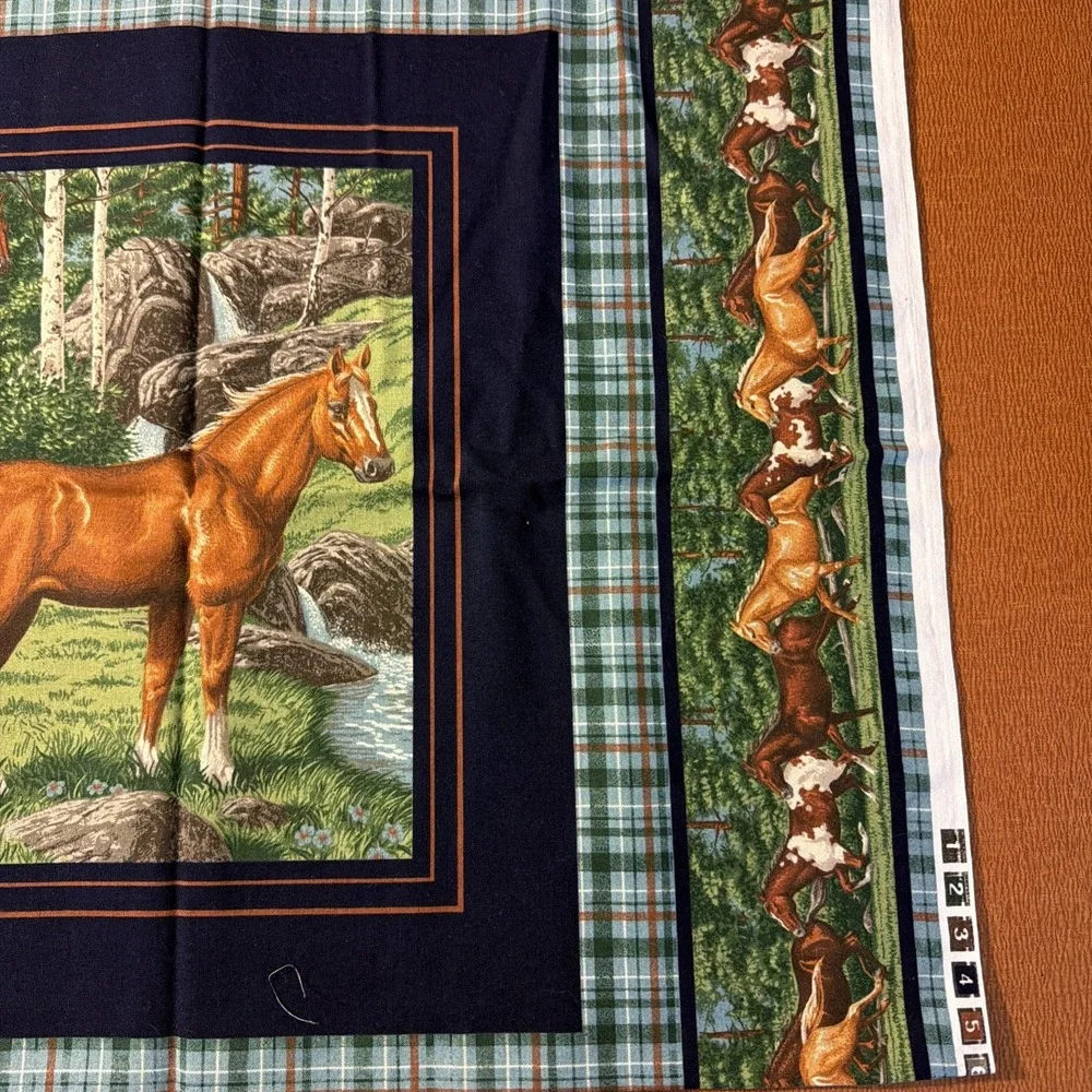 Horses Stallions Cotton Fabric Colts Mares Pillow Panels Quilt Top Squares BTY